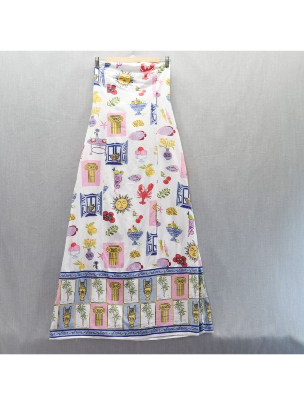 Japna Mediterranean Tile Print Dress Medium Strapless Tie Back Ciao Lobster Sun - Picture 3 of 15